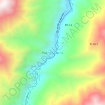 Mappa topografica Puerto Saldaña, altitudine, rilievo