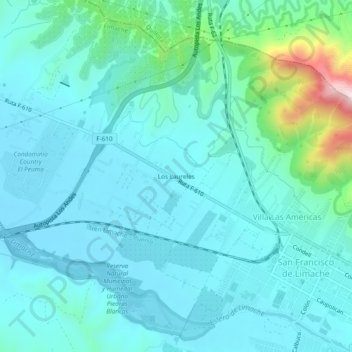 Mappa topografica Los Laureles, altitudine, rilievo