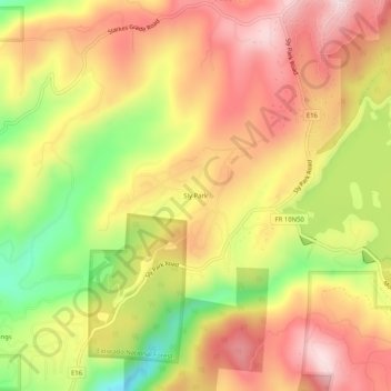 Mappa topografica Sly Park, altitudine, rilievo