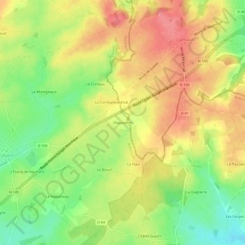 Mappa topografica Chaumette, altitudine, rilievo