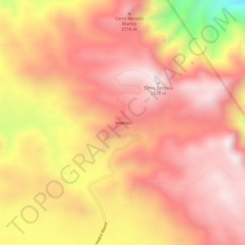 Mappa topografica Viveros, altitudine, rilievo