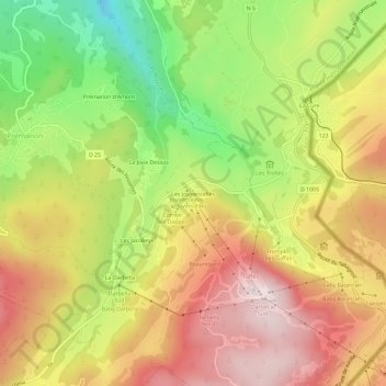 Mappa topografica Les Jouvencelles, altitudine, rilievo