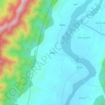 Mappa topografica Bujra, altitudine, rilievo