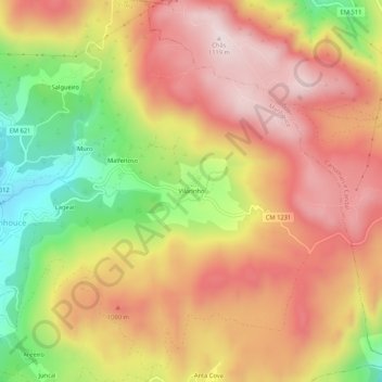 Mappa topografica Vilarinho, altitudine, rilievo