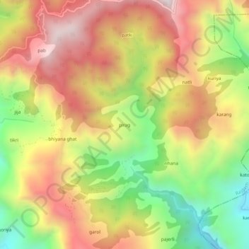 Mappa topografica pirag, altitudine, rilievo