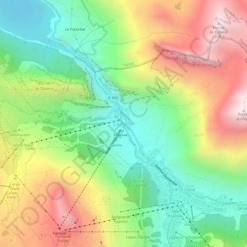 Mappa topografica La Daille, altitudine, rilievo