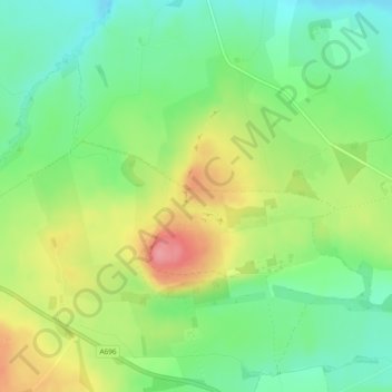 Mappa topografica Shaftoe Crags, altitudine, rilievo