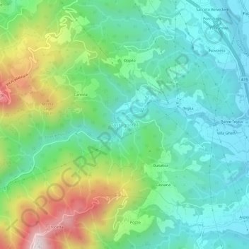 Mappa topografica Castagnetoli, altitudine, rilievo