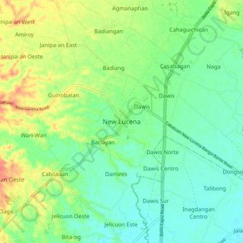 Mappa topografica New Lucena, altitudine, rilievo
