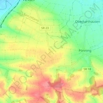 Mappa topografica Oberholzen, altitudine, rilievo