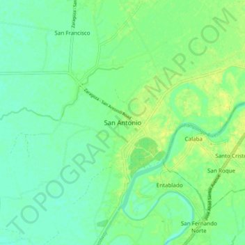 Mappa topografica San Antonio, altitudine, rilievo