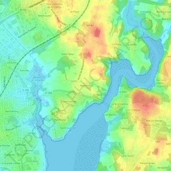 Mappa topografica Kerhervy, altitudine, rilievo