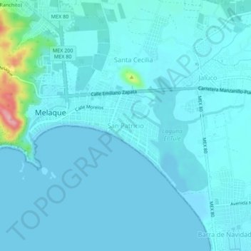Mappa topografica San Patricio, altitudine, rilievo