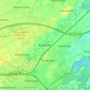 Mappa topografica Ringkofen, altitudine, rilievo