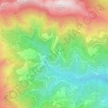 Mappa topografica Poggialto, altitudine, rilievo