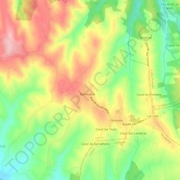 Mappa topografica Barrocalvo, altitudine, rilievo