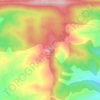 Mappa topografica Cerro del Turullón, altitudine, rilievo