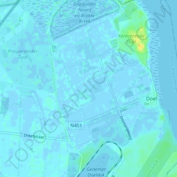 Mappa topografica Doelpolder, altitudine, rilievo