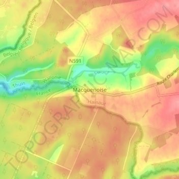 Mappa topografica Macquenoise, altitudine, rilievo