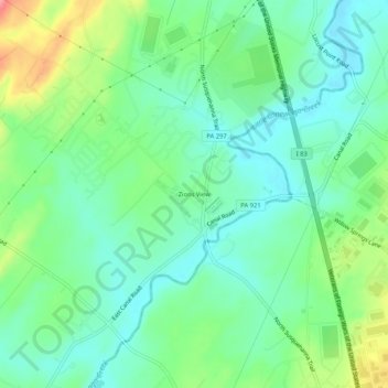 Mappa topografica Zions View, altitudine, rilievo