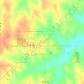 Mappa topografica Highland Elementary School, altitudine, rilievo