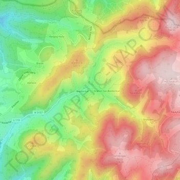 Mappa topografica Danielshof, altitudine, rilievo