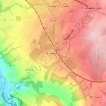 Mappa topografica Braidwood, altitudine, rilievo