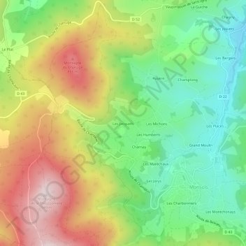 Mappa topografica Les Jacquets, altitudine, rilievo