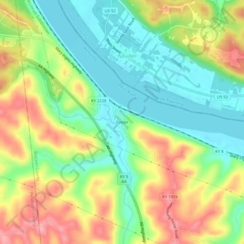 Mappa topografica Foster, altitudine, rilievo