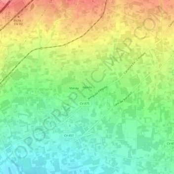 Mappa topografica Algoda, altitudine, rilievo