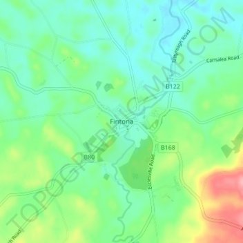 Mappa topografica Fintona, altitudine, rilievo