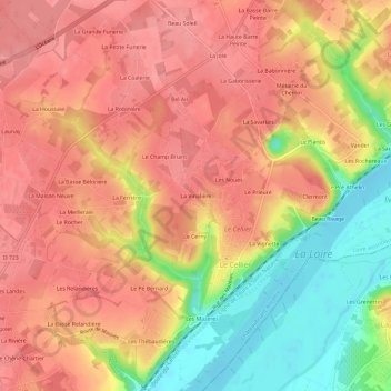 Mappa topografica La Vinalière, altitudine, rilievo