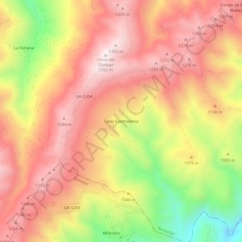Mappa topografica Salas-Contraviesa, altitudine, rilievo