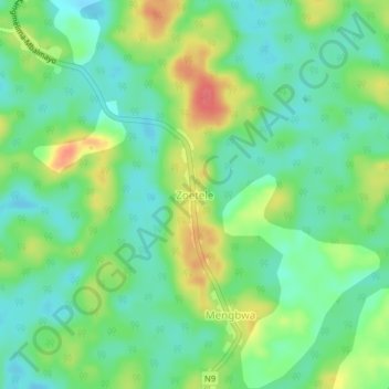 Mappa topografica Zoetele, altitudine, rilievo