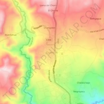 Mappa topografica Guanujo, altitudine, rilievo