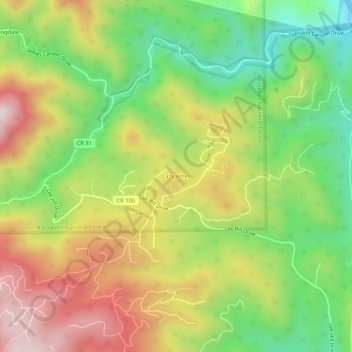 Mappa topografica Lazy Acres, altitudine, rilievo