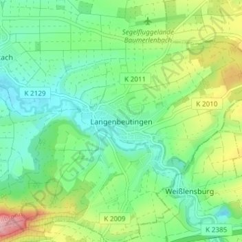 Mappa topografica Langenbeutingen, altitudine, rilievo