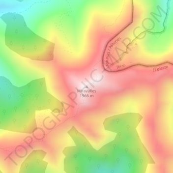 Mappa topografica Miravalles, altitudine, rilievo