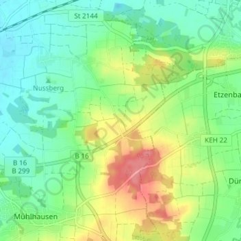 Mappa topografica Lina, altitudine, rilievo