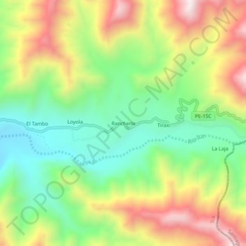 Mappa topografica Rancheria, altitudine, rilievo