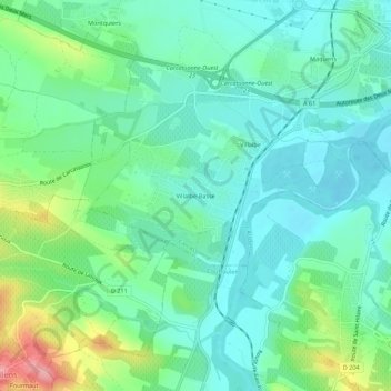 Mappa topografica Villalbe-Basse, altitudine, rilievo