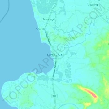 Mappa topografica Santa Cruz, altitudine, rilievo