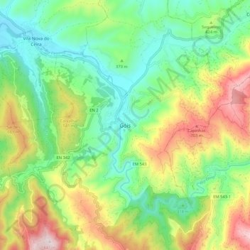 Mappa topografica Góis, altitudine, rilievo