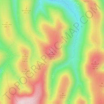 Mappa topografica Simon's Seat, altitudine, rilievo