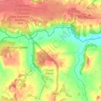 Mappa topografica Headley, altitudine, rilievo