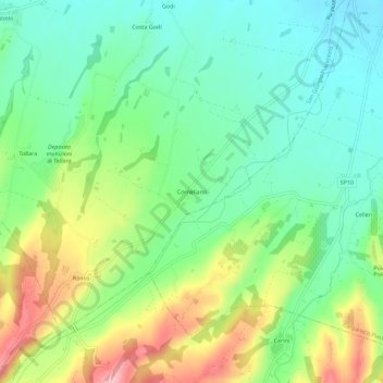 Mappa topografica Corneliano, altitudine, rilievo