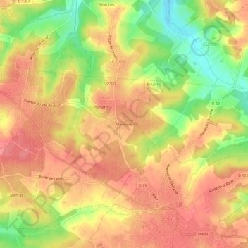 Mappa topografica Mouleyre, altitudine, rilievo