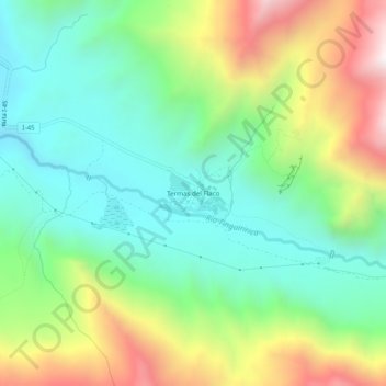 Mappa topografica Termas del Flaco, altitudine, rilievo