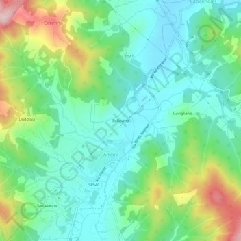 Mappa topografica Bellavista, altitudine, rilievo