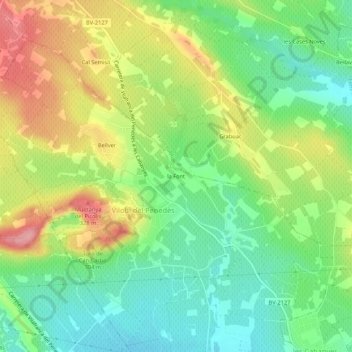 Mappa topografica la Font, altitudine, rilievo